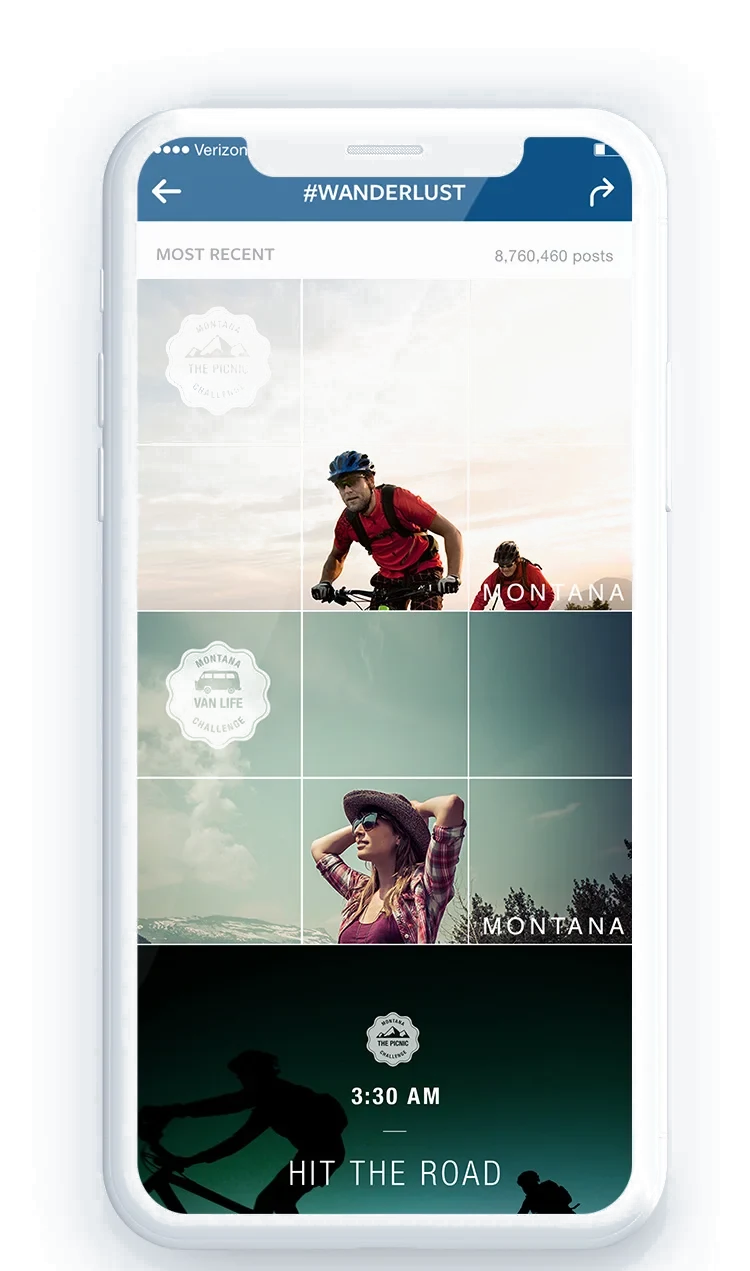 The Montana Tourism #Wanderlust feed on a phone