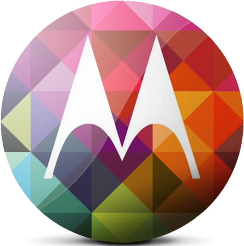 The Motorola logo in a faceted color disc