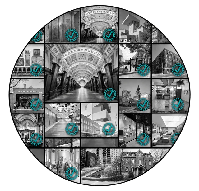 Open House Chicago architectural collage disc