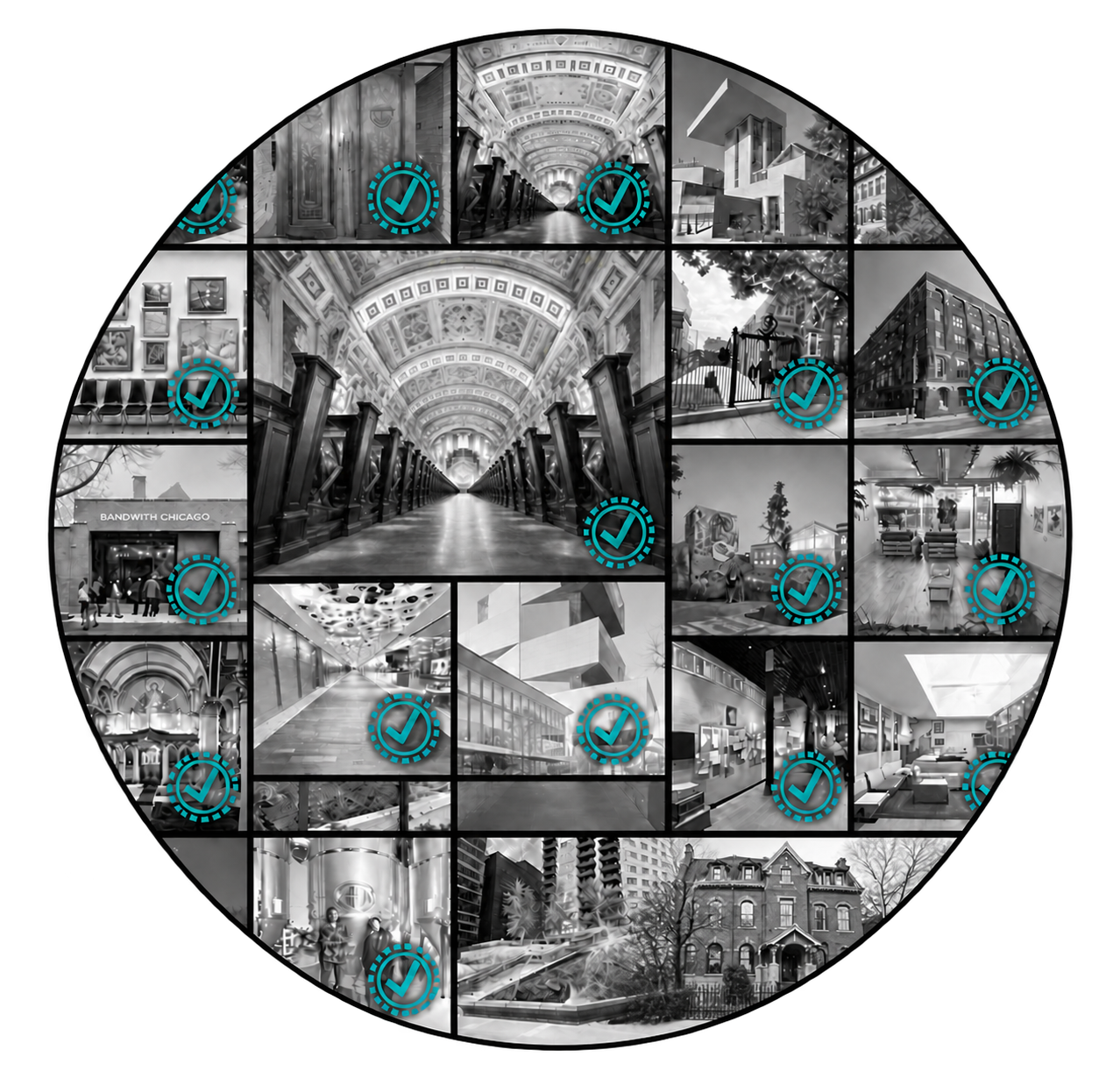 Open House Chicago architectural collage disc