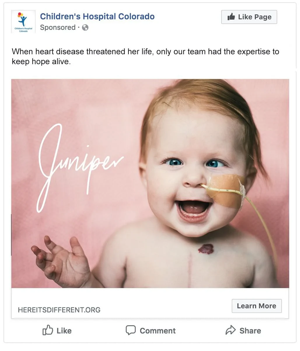 Sponsored social post: Juniper, smiling