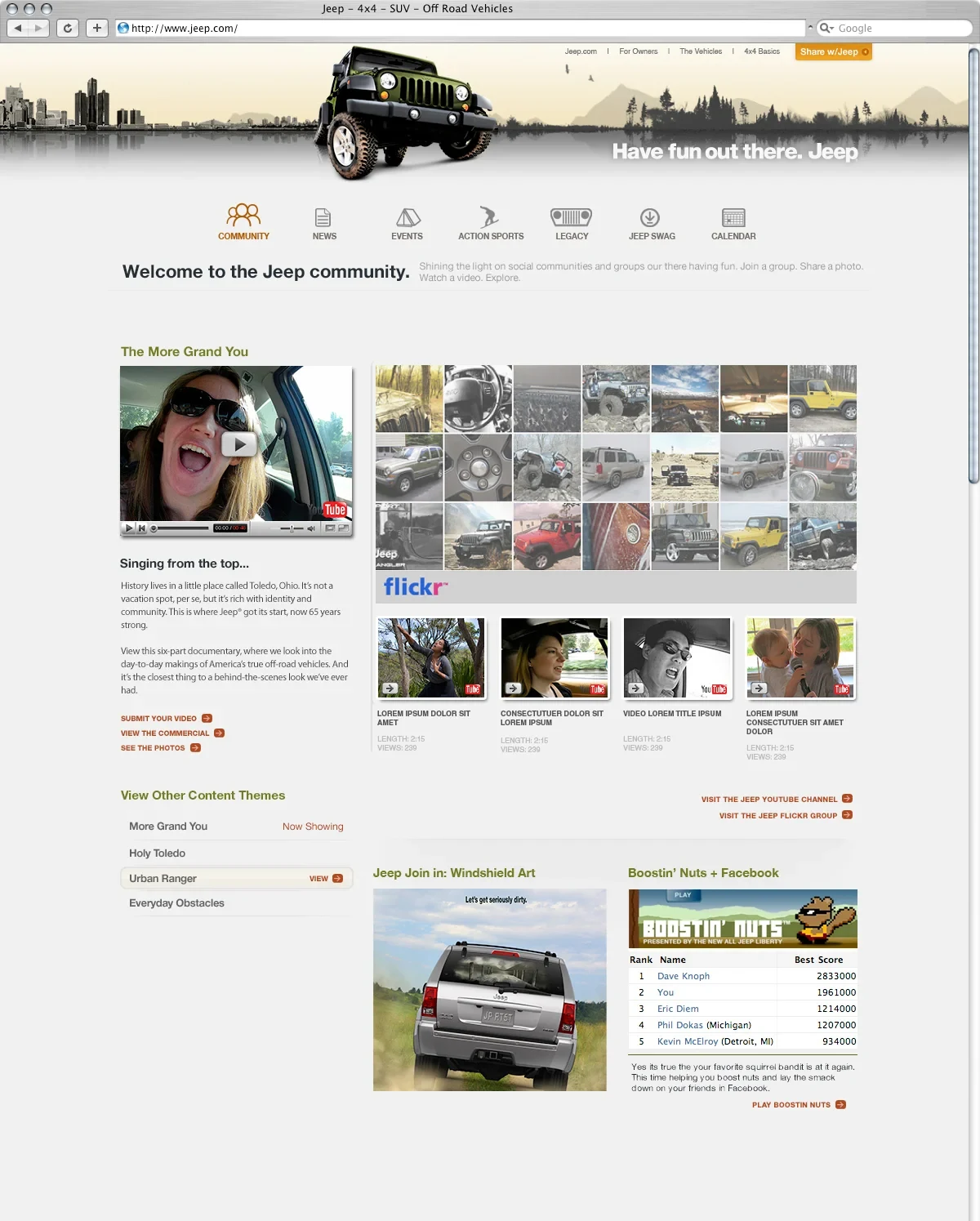 The Jeep Experience community landing page