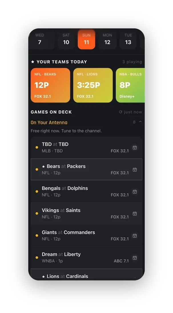 Setting a game reminder in On Deck