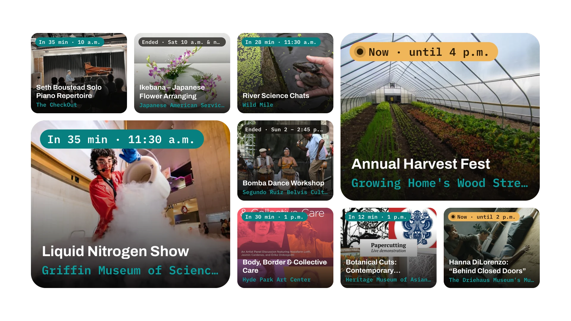 Event tiles with countdowns