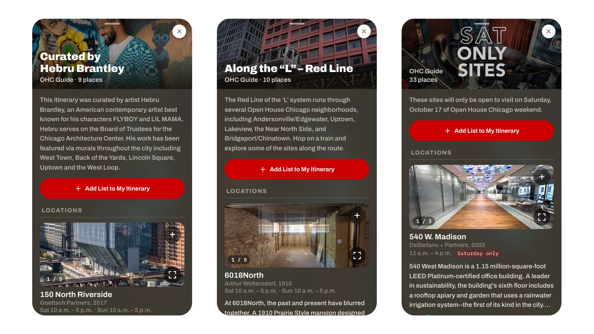 Guide cards in the app