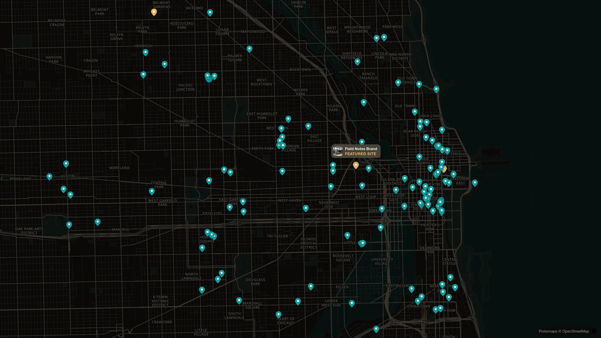 Map of Open House Chicago sites across the city