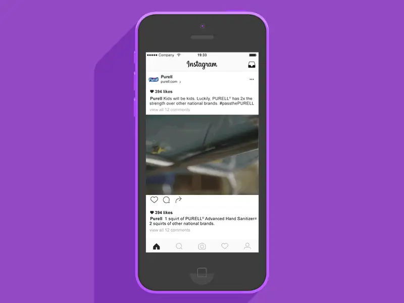 An animated Instagram unit with chewing gum